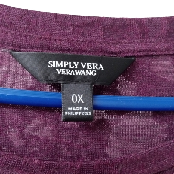 Geo Floral Embossed Top Simply Vera Wang Lightweight Short Slve.Office Casual 0X - Picture 3 of 8